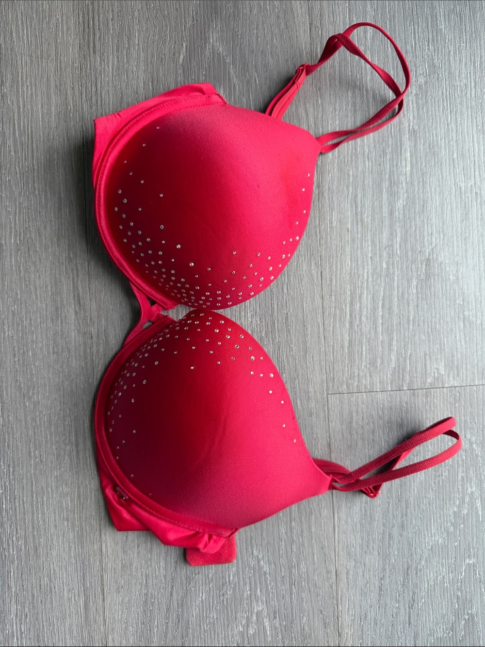 Victoria's Secret Red Rhinestone Bombshell Push-Up Bra (adds 2 cups)